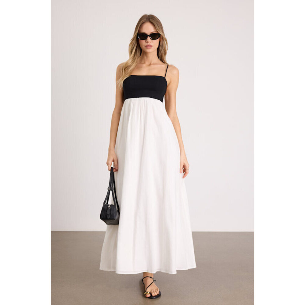 Lulus Janie Black And White Color Block Backless Maxi Dress - Size XS